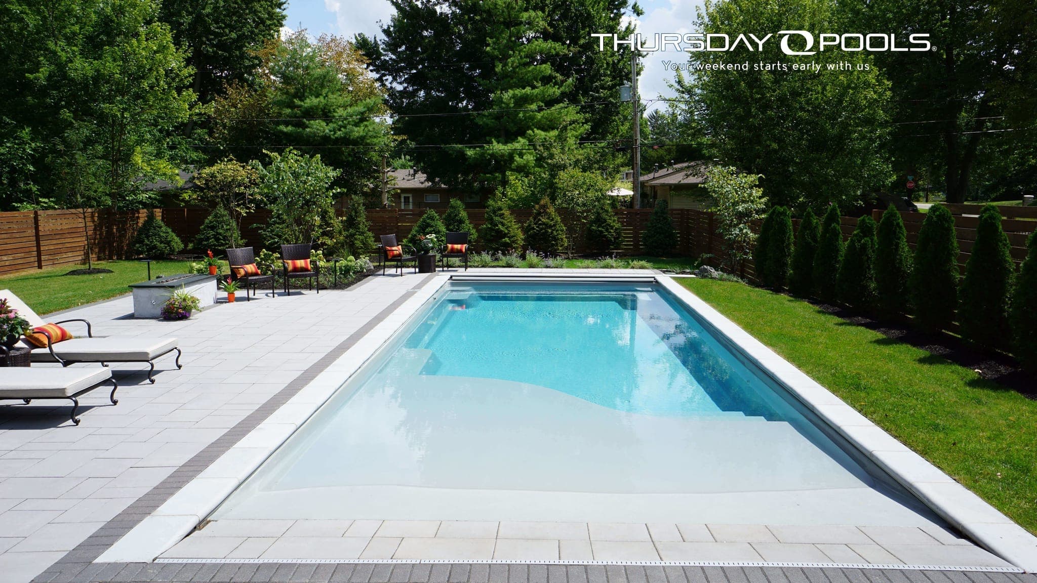 Grace beach entry fiberglass pool shell from Thursday Pools