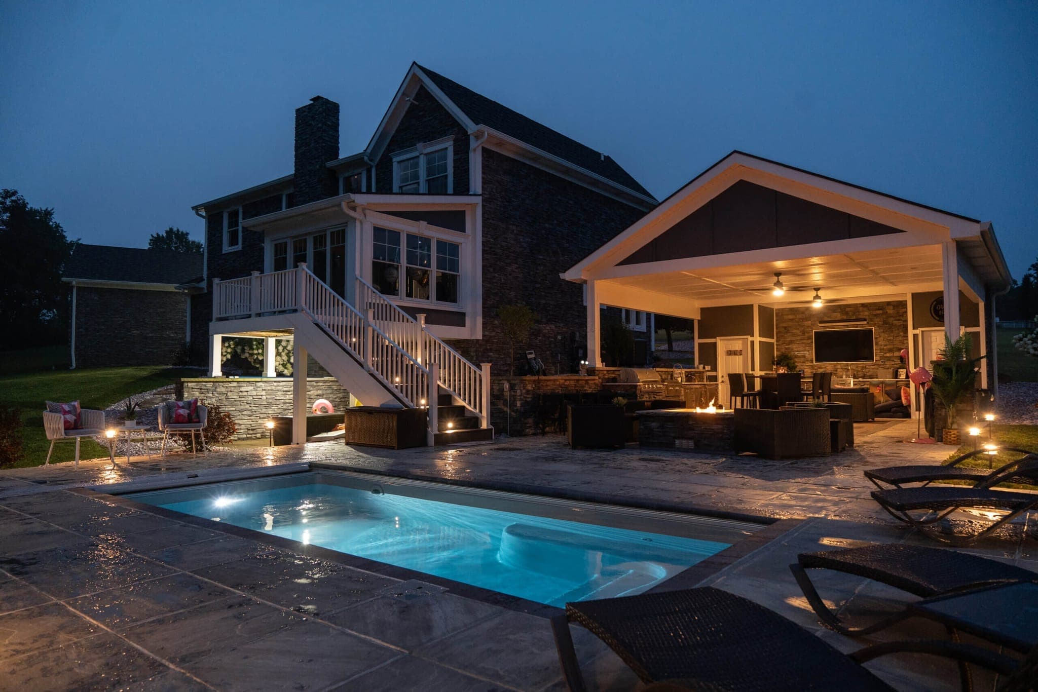 Sea Turtle compact plunge pool installed with landscaping
