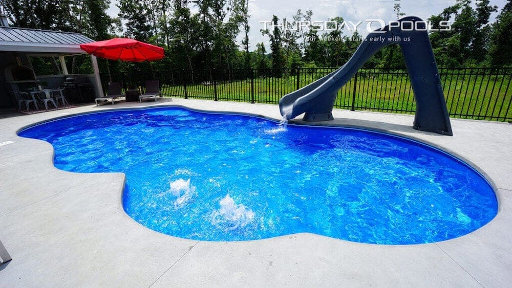 Sun Day freeform fiberglass pool shell from Thursday Pools