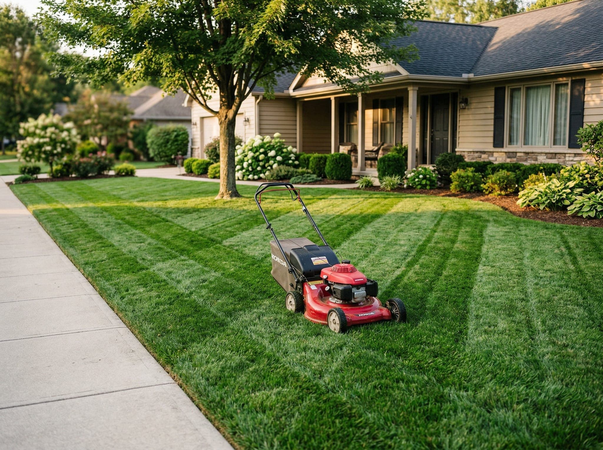 Clean-cut lawn from weekly mowing service