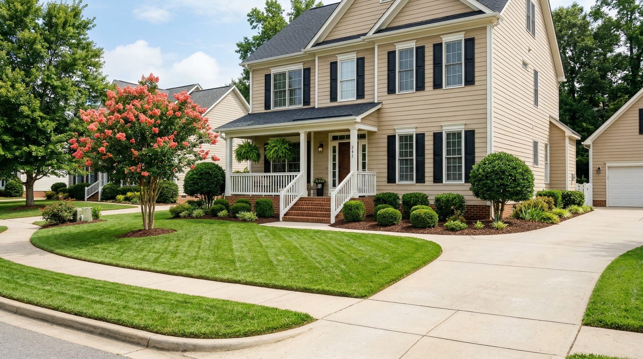 Well-maintained residential property on a bi-weekly mowing schedule