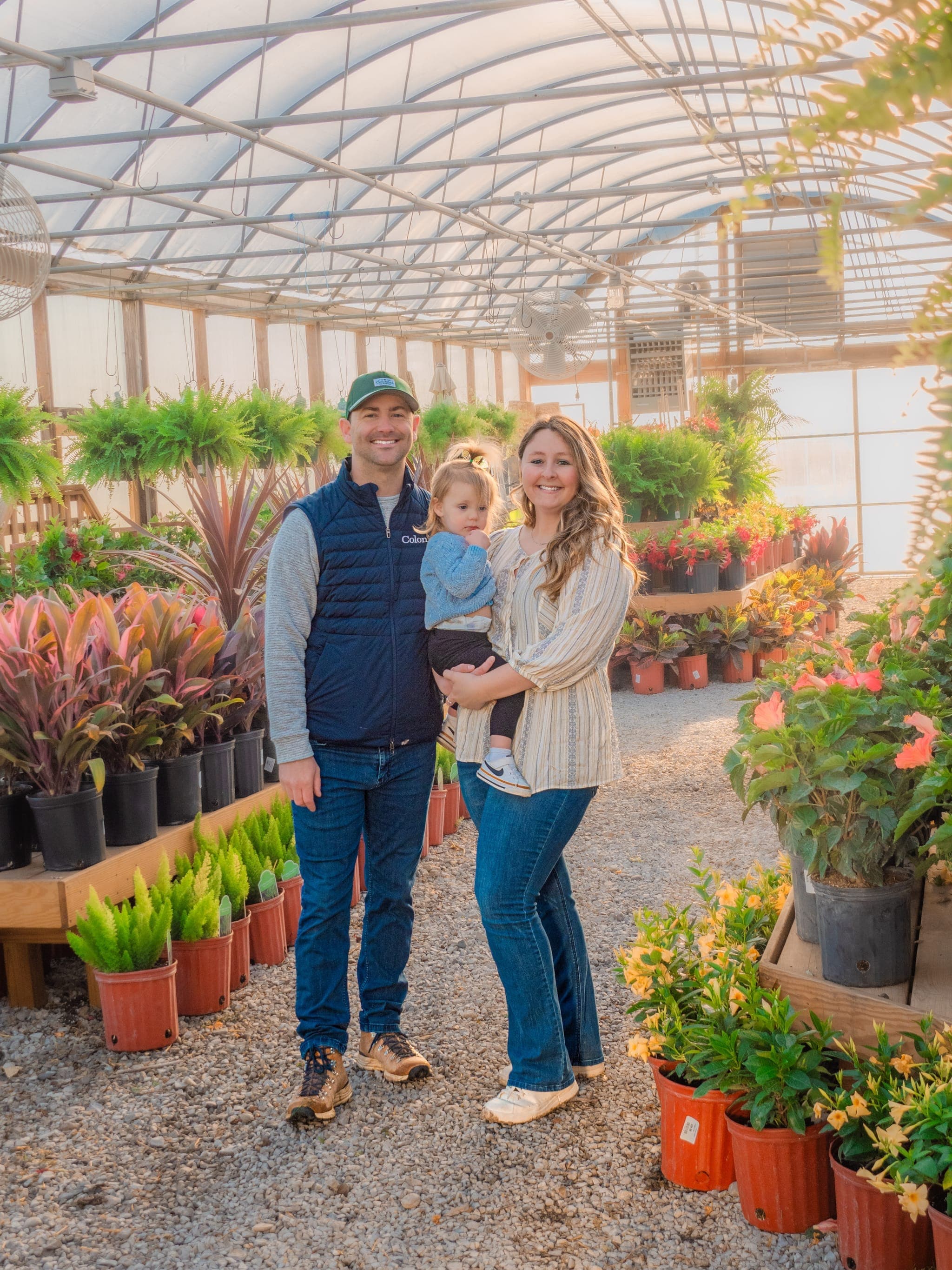 The Colonial Classics team inside the greenhouse